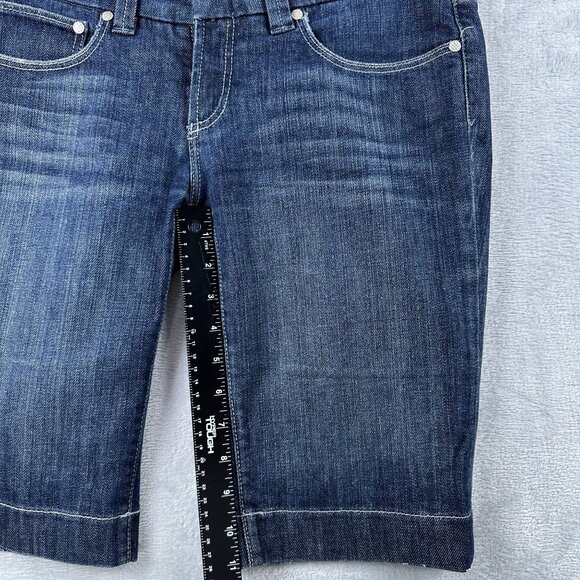 BEBE Trouser Walk Bermuda Shorts Womens Size 30 Medium Wash Low Rise Blue - Picture 7 of 10